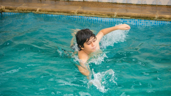 a person in a pool